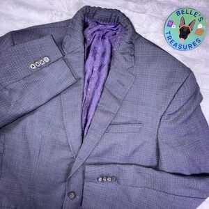 Ted Baker Blazer 40R Blue Black Check Endurance Single Breasted Suit‎ Jacket